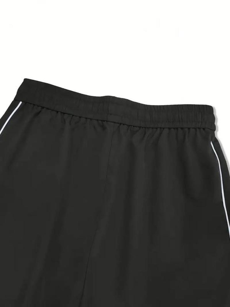 Men's Letter Patched Drawstring Waist Pants,