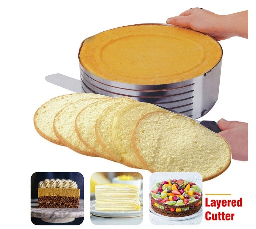 6 Layers Adjustable Cake Cutter Slicer Stainless Steel Round Bread Cake Cutter Slicer Mousse Ring Mould Cake Decorating Tools SHANVY