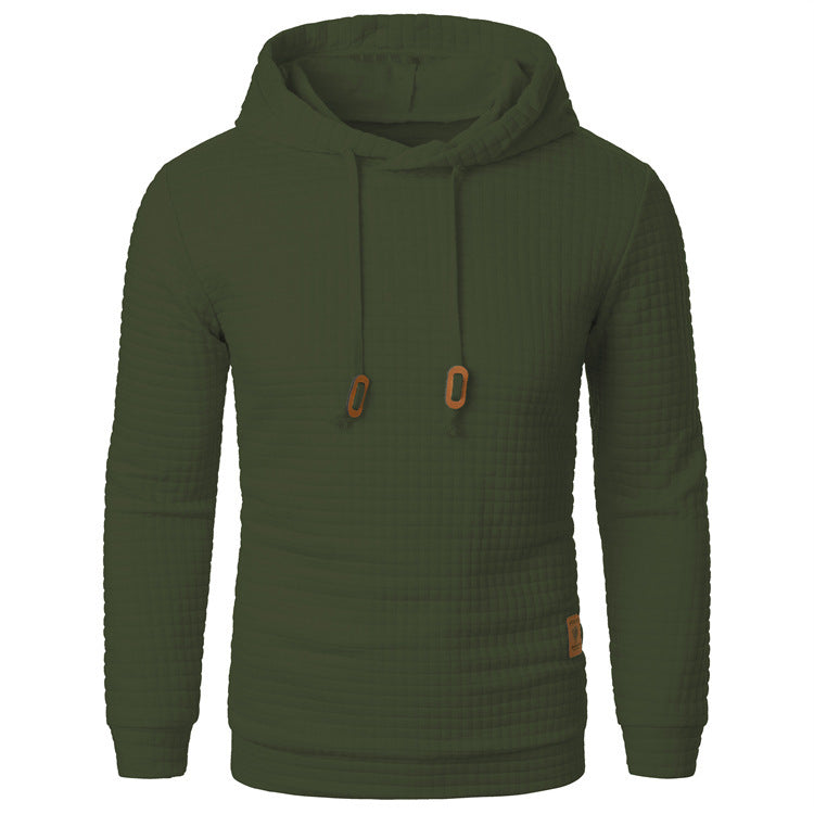Men's Jacquard Sweater Long-sleeved Hoodie Warm Color Hooded Sports Top SHANVY