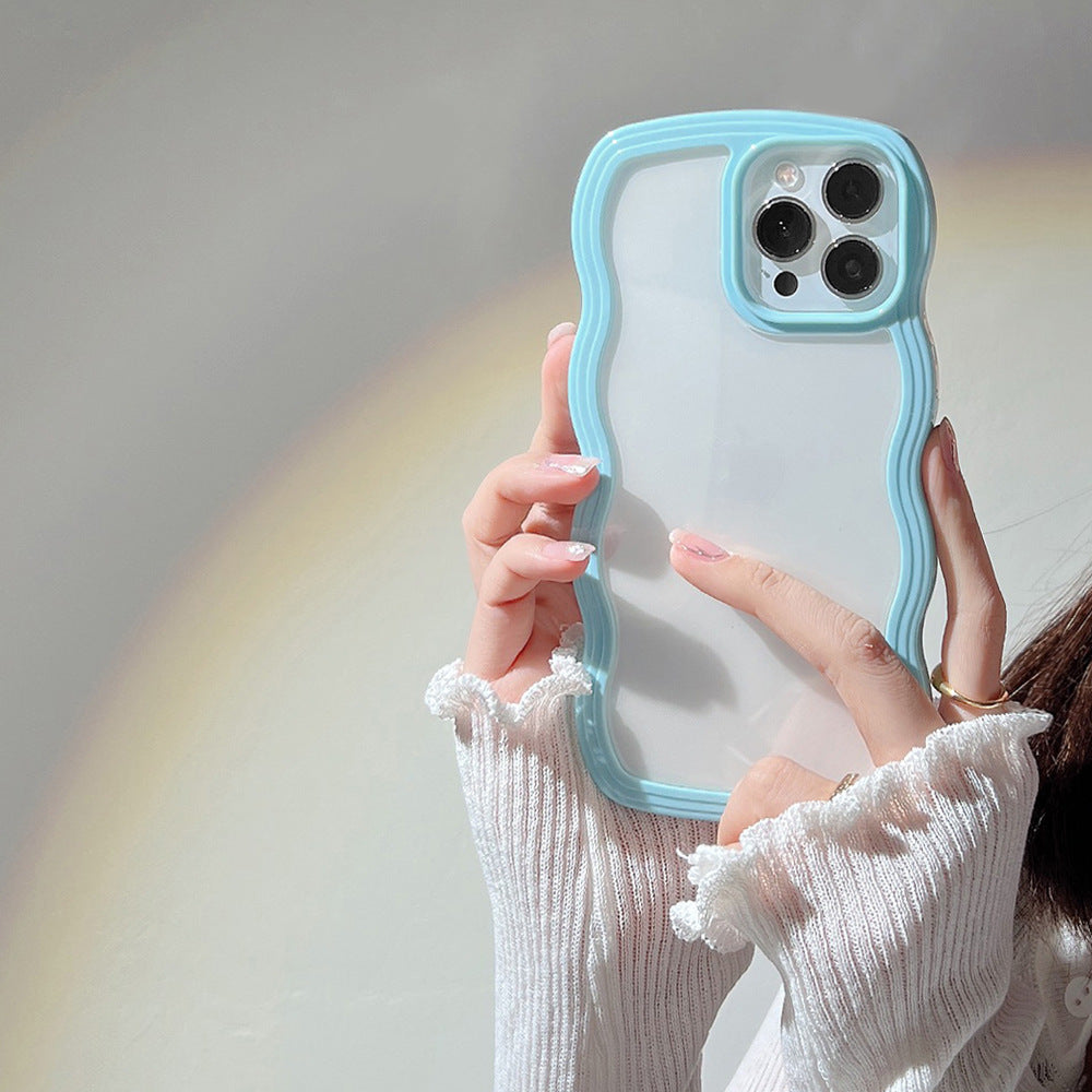 Wave Border Mobile Phone Case Solid Color Simple Candy Color SHANVY