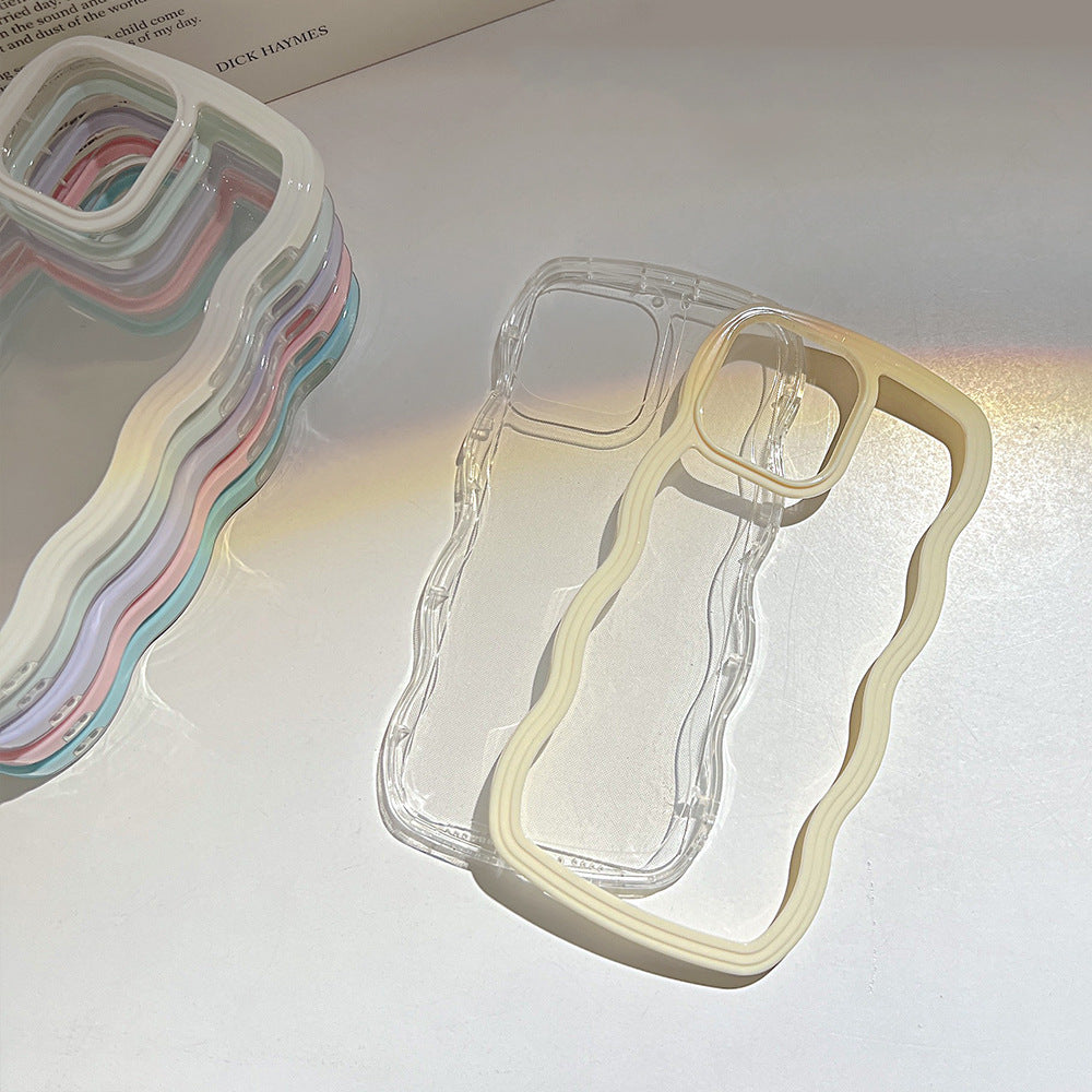 Wave Border Mobile Phone Case Solid Color Simple Candy Color SHANVY
