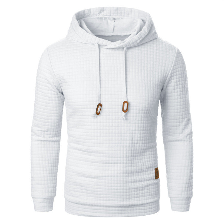 Men's Jacquard Sweater Long-sleeved Hoodie Warm Color Hooded Sports Top SHANVY
