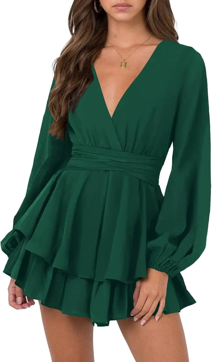Womens Sexy Deep V Neck Long Sleeve Tie Waist SHANVY