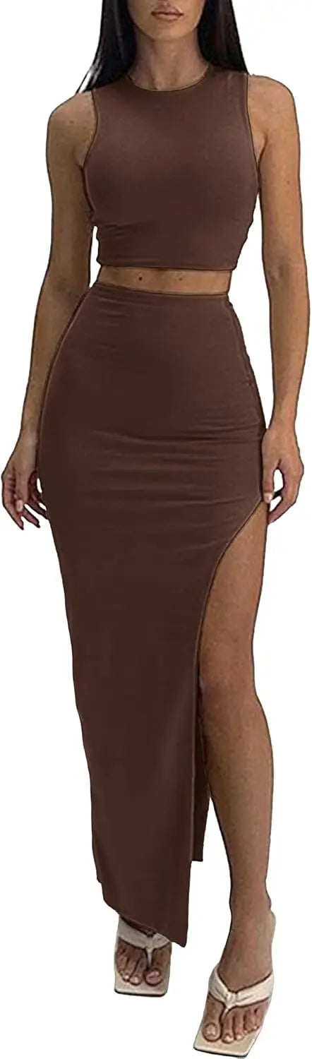 ELLEVEN Sexy 2 Piece Maxi Skirt Sets for Women SHANVY