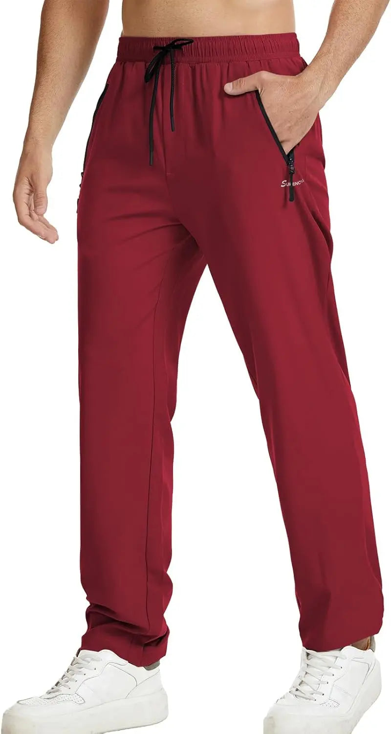 Men's Athletic Running Sweatpants Lightweight Stretch Jogger Track Pants Tapered Workout Gym Pants with Zipper Pocket SHANVY