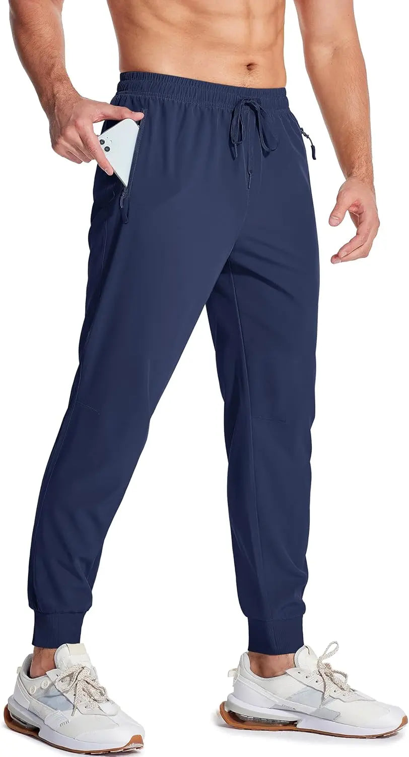 Hiking Pants for Men Lightweight Athletic Pants Quick Dry with Zipper Pockets Running Track Workout Pants SHANVY