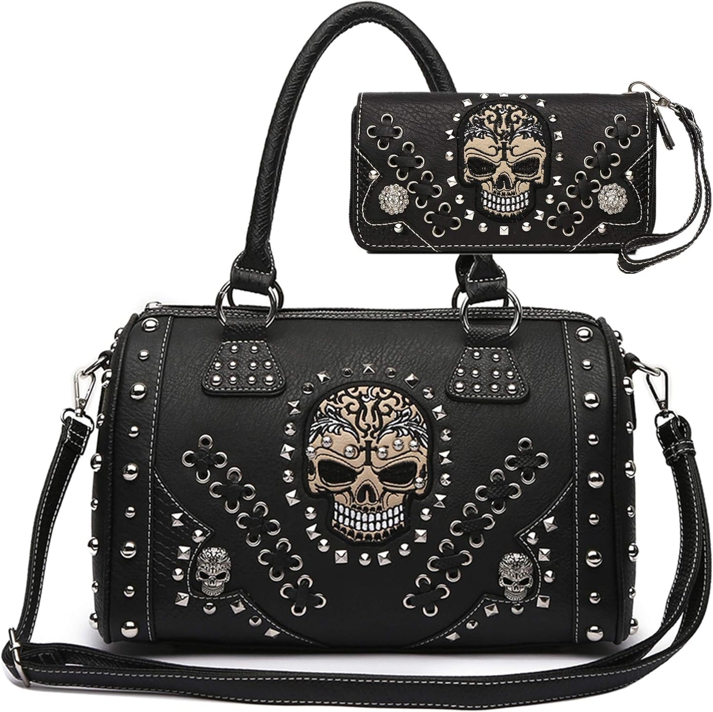 BAG FOR WOMEN of the Dead Punk Art Purse Removable Strap Women r Bag Wallet Set SHANVY