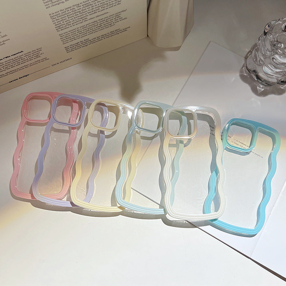 Wave Border Mobile Phone Case Solid Color Simple Candy Color SHANVY