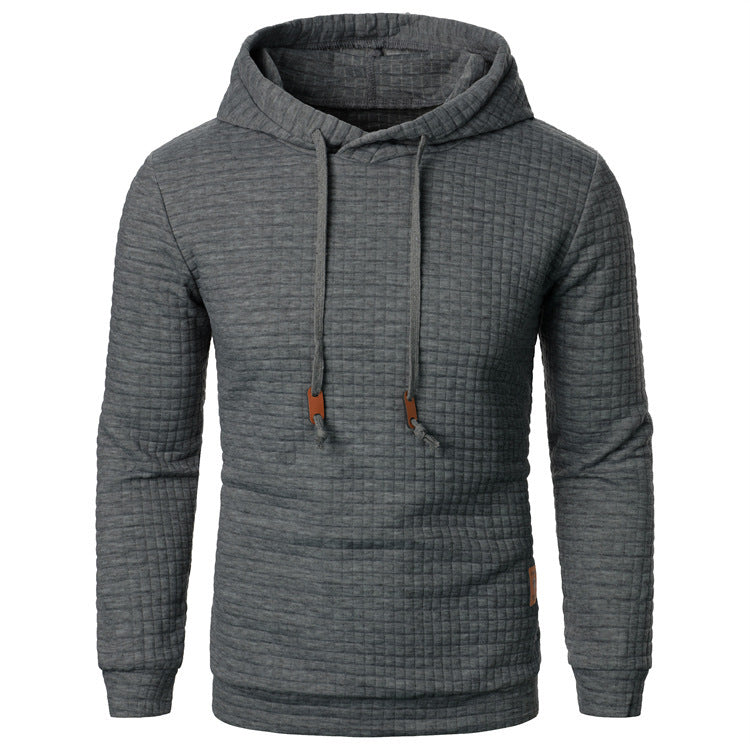 Men's Jacquard Sweater Long-sleeved Hoodie Warm Color Hooded Sports Top SHANVY