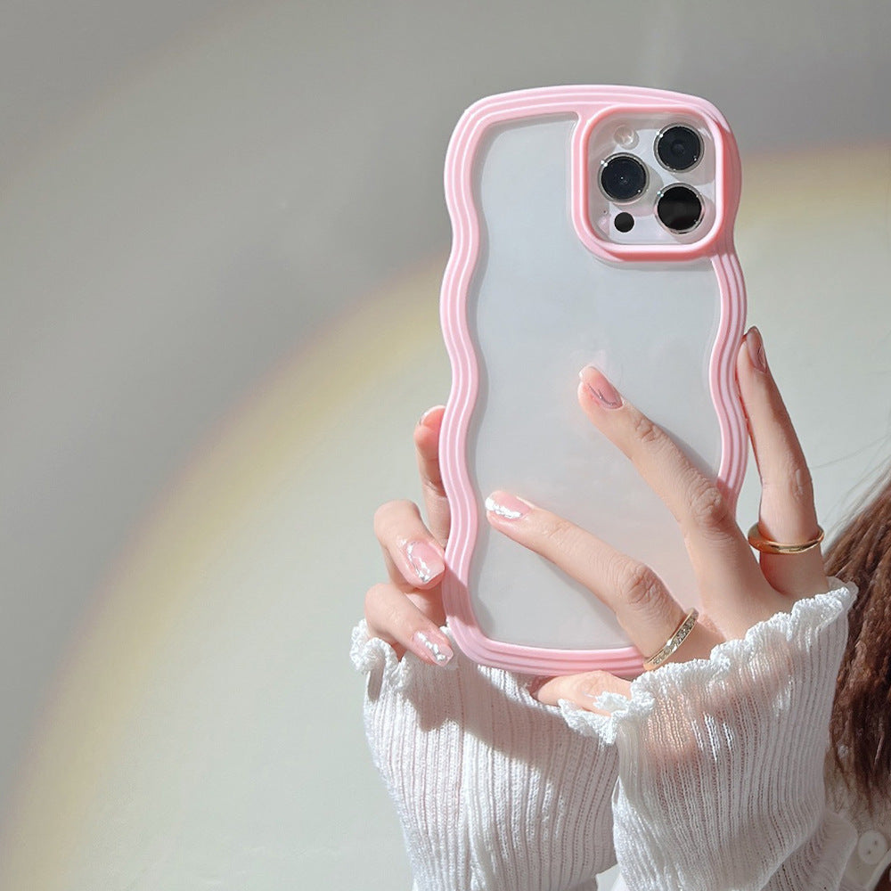 Wave Border Mobile Phone Case Solid Color Simple Candy Color SHANVY