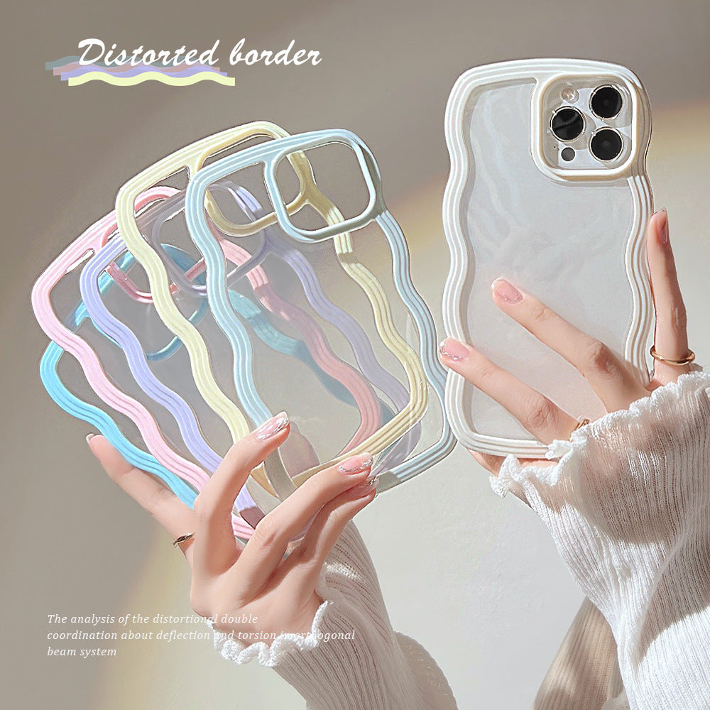 Wave Border Mobile Phone Case Solid Color Simple Candy Color SHANVY