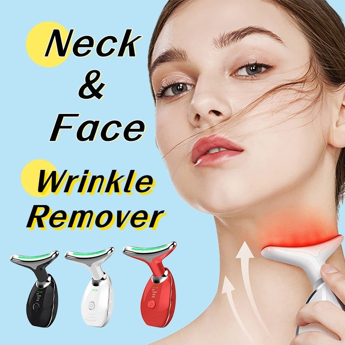 Neck Face Beauty Device Colorful LED Photon Therapy Skin Tighten Reduce Double Chin Anti Wrinkle Remove Lifting Massager SHANVY