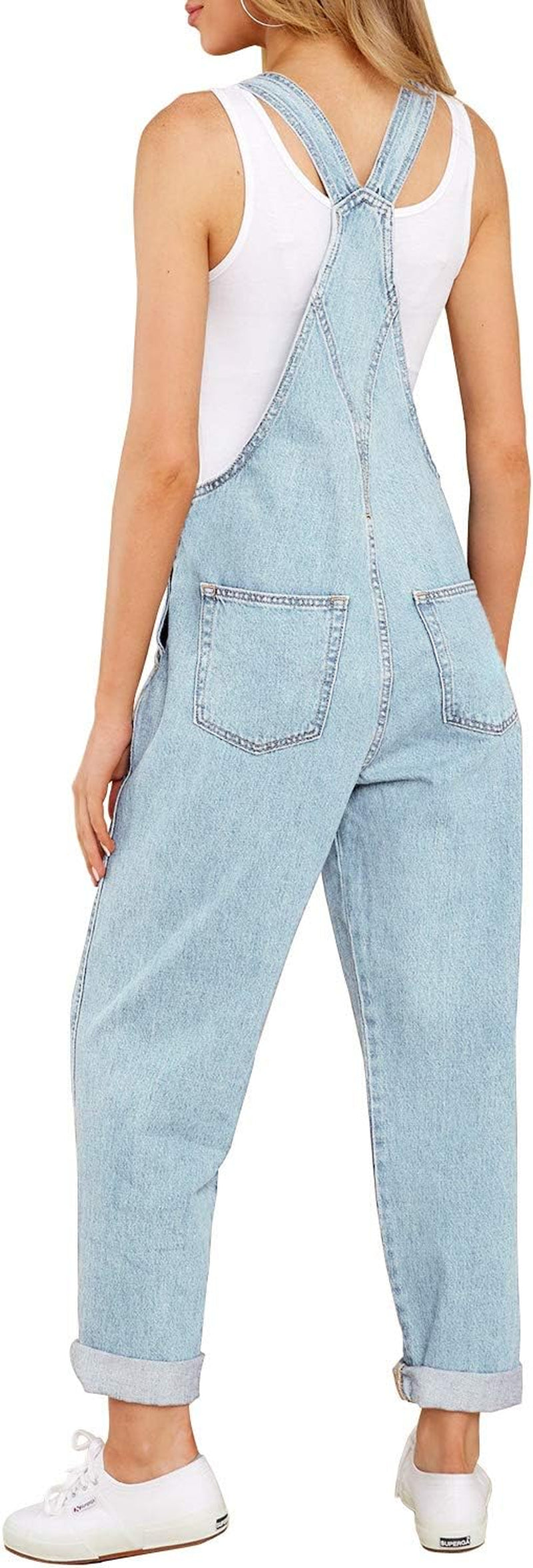 Women'S Casual Stretch Adjustable Denim Bib Overalls Jeans Pants Jumpsuits