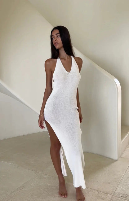 Knitted Strap Backless Dress null