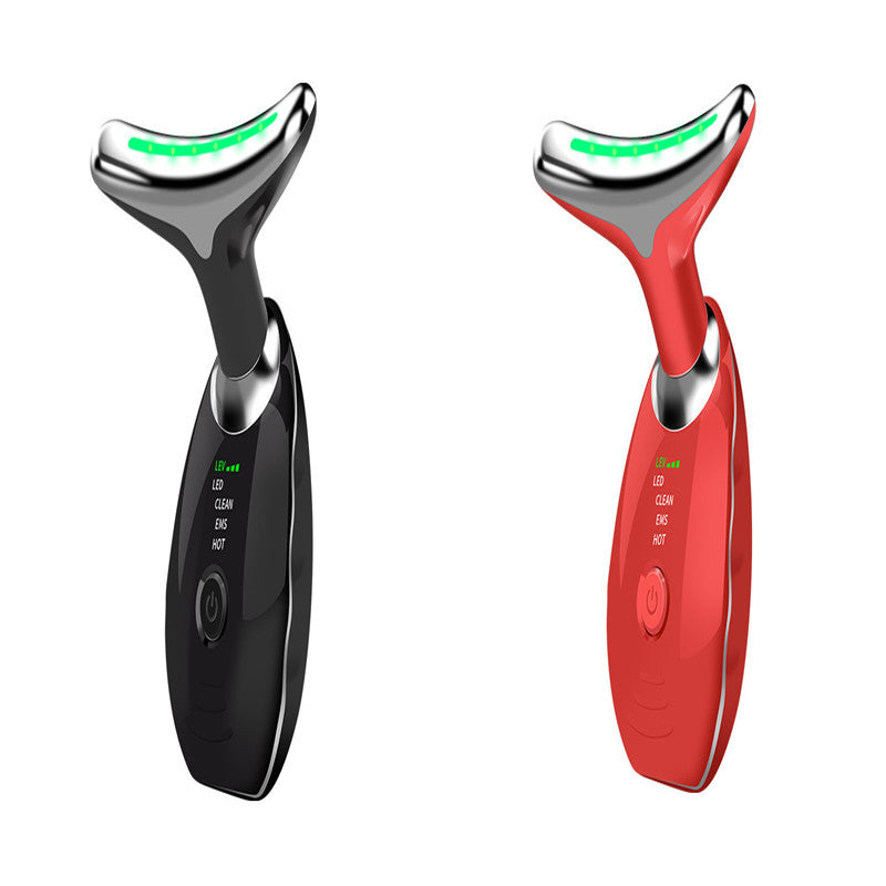 Neck Face Beauty Device Colorful LED Photon Therapy Skin Tighten Reduce Double Chin Anti Wrinkle Remove Lifting Massager SHANVY
