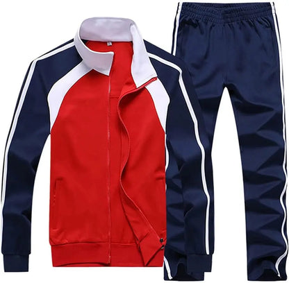 Men's Athletic Running Tracksuit Set Casual Full Zip Jogging Sweat Suit SHANVY