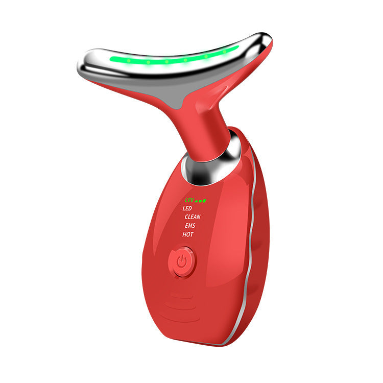 Neck Face Beauty Device Colorful LED Photon Therapy Skin Tighten Reduce Double Chin Anti Wrinkle Remove Lifting Massager SHANVY