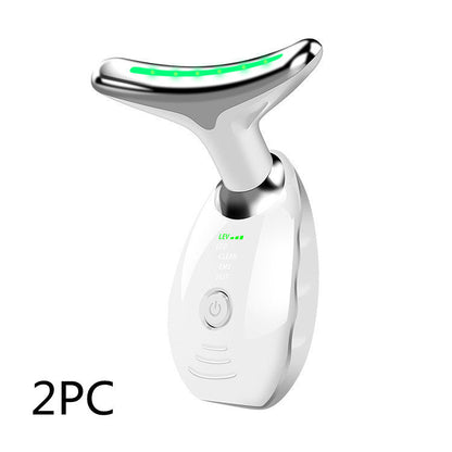 Neck Face Beauty Device Colorful LED Photon Therapy Skin Tighten Reduce Double Chin Anti Wrinkle Remove Lifting Massager SHANVY