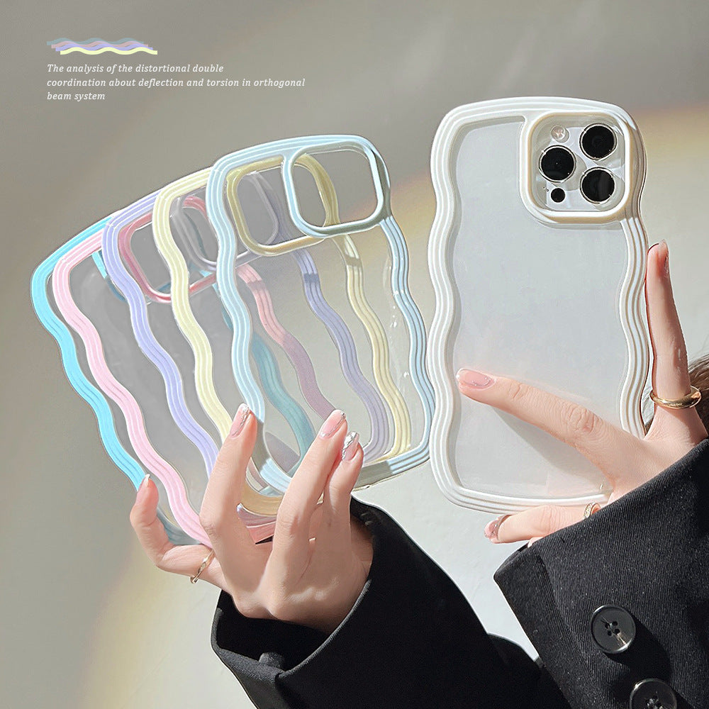Wave Border Mobile Phone Case Solid Color Simple Candy Color SHANVY