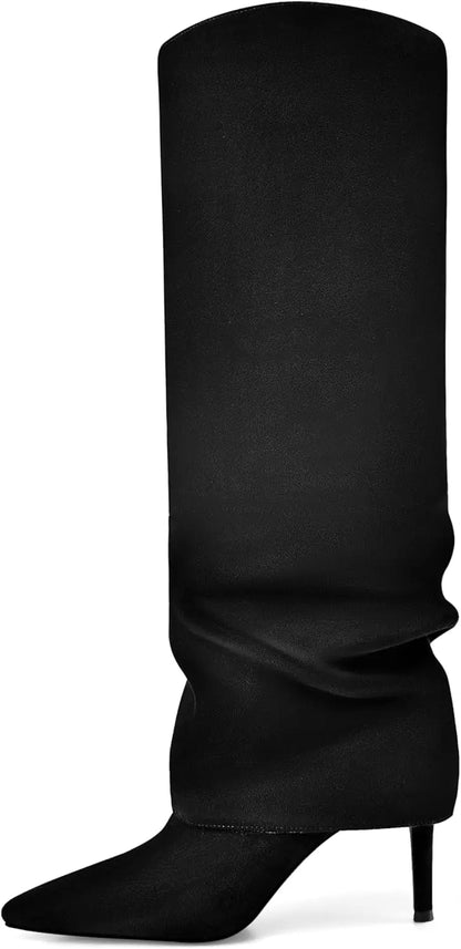 Womens Fold Over Knee High Boots SHANVY