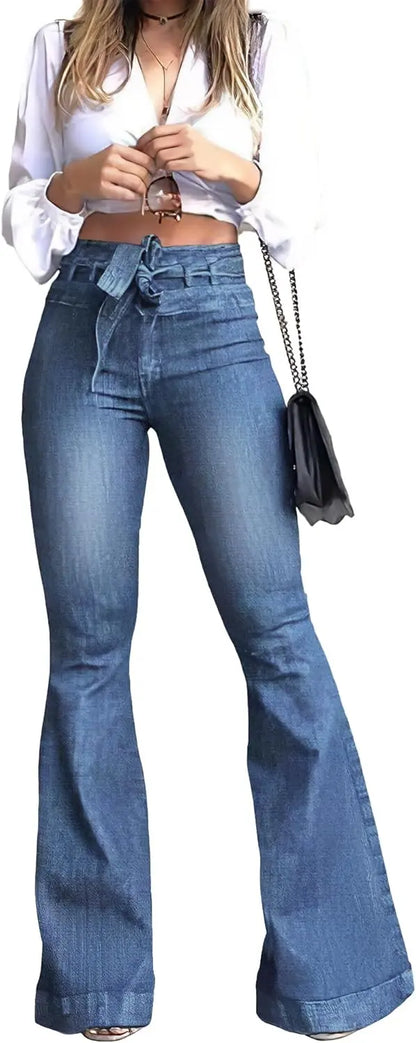 Womens High Waisted Bell Bottom Jeans SHANVY