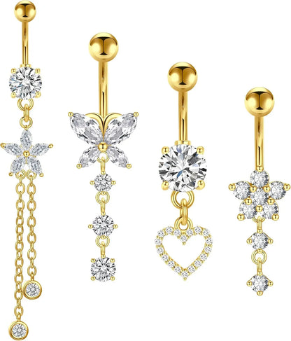 Belly Button Rings Butterfly Heart Diamond SHANVY