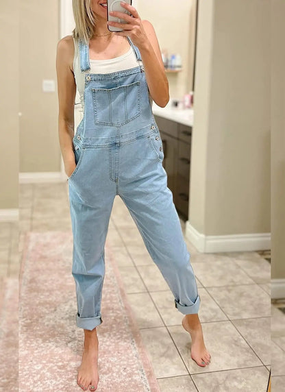 Women'S Casual Stretch Adjustable Denim Bib Overalls Jeans Pants Jumpsuits