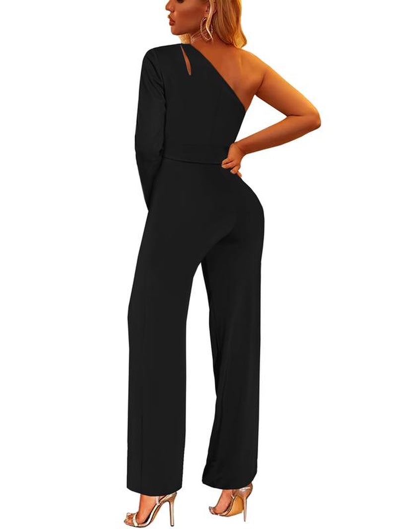  Womens Casual   Elegant High Waist Belted Wide Leg Jumpsuits