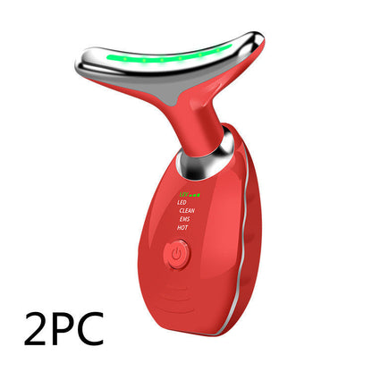 Neck Face Beauty Device Colorful LED Photon Therapy Skin Tighten Reduce Double Chin Anti Wrinkle Remove Lifting Massager SHANVY