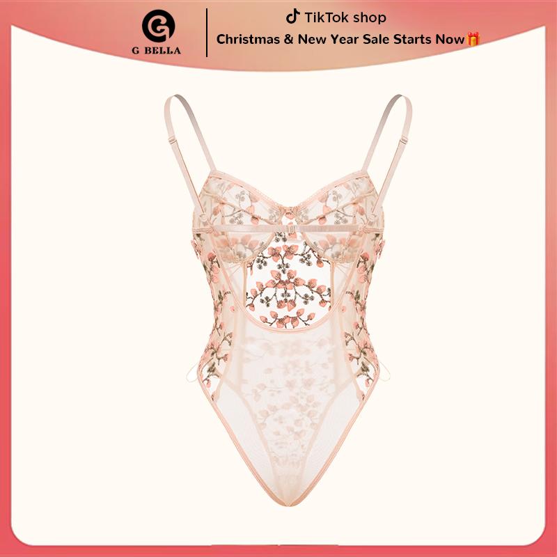 Women's Adjustable Sheer Lace Bodysuit Comfortable Feminine Bodysuit Floral Lingerie Skinny Slim