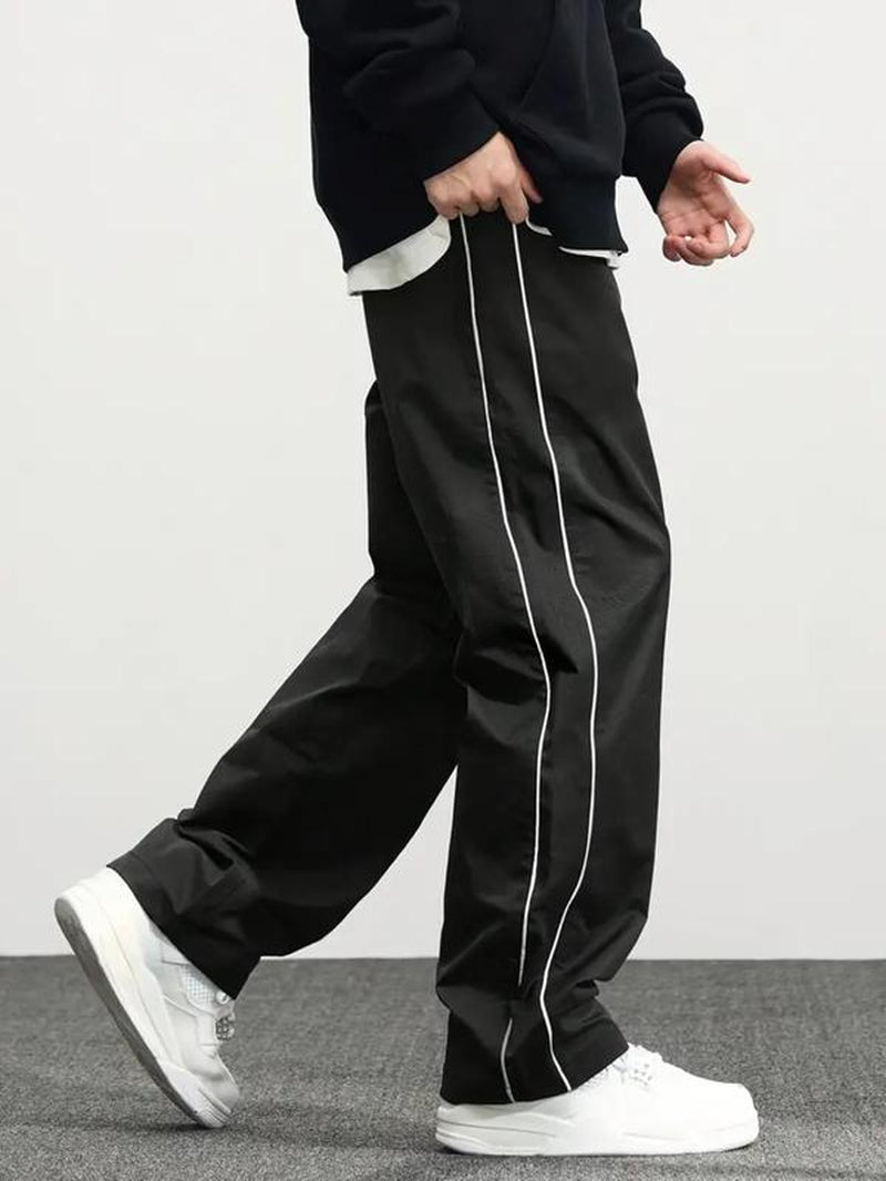 Men's Letter Patched Drawstring Waist Pants,  