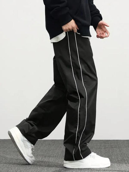 Men's Letter Patched Drawstring Waist Pants,  