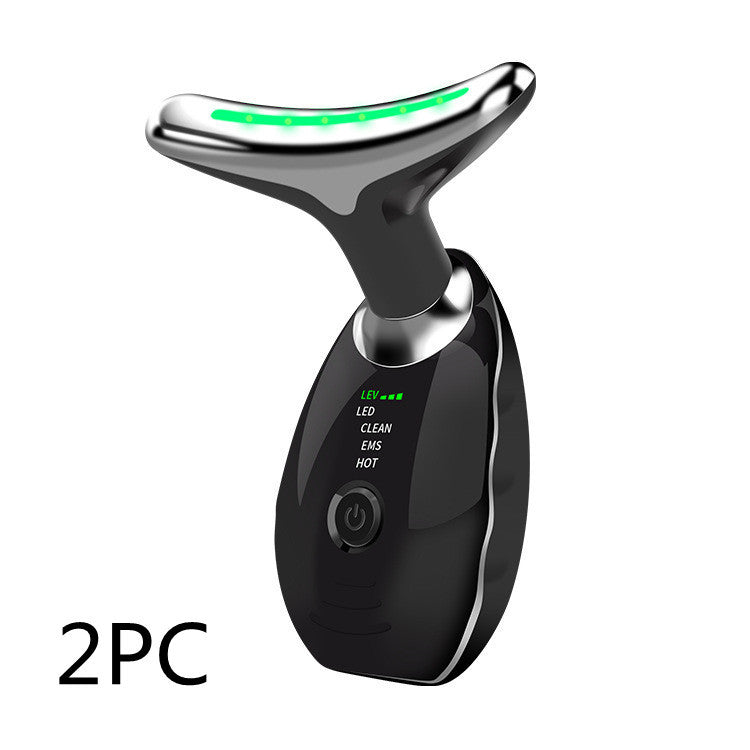 Neck Face Beauty Device Colorful LED Photon Therapy Skin Tighten Reduce Double Chin Anti Wrinkle Remove Lifting Massager SHANVY