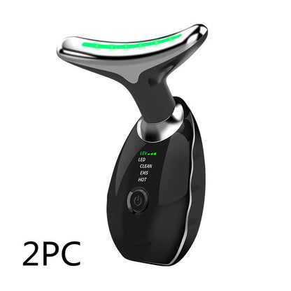 Neck Face Beauty Device Colorful LED Photon Therapy Skin Tighten Reduce Double Chin Anti Wrinkle Remove Lifting Massager SHANVY