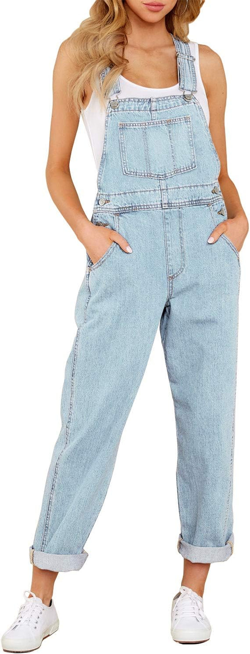 Women'S Casual Stretch Adjustable Denim Bib Overalls Jeans Pants Jumpsuits